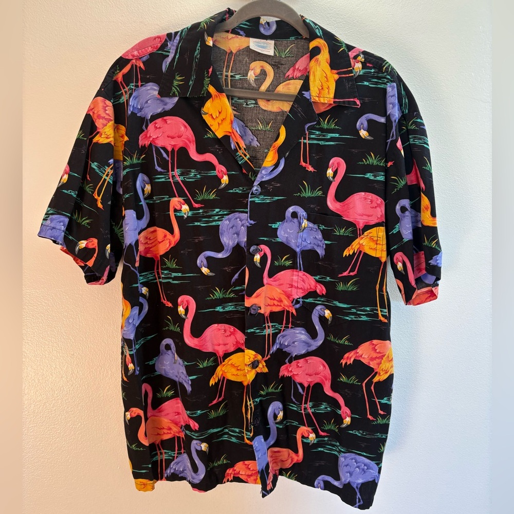 Hallelujah Black Flamingo Hawaiian Shirt XL